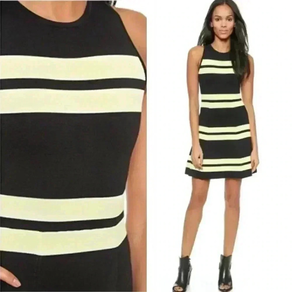 NEW A.L.C. Pippa Striped Double Knit Fit & Flare Dress Cocktail Party Sleeveless - Picture 1 of 7
